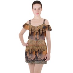 Night Moth Ruffle Cut Out Chiffon Playsuit by Riverwoman