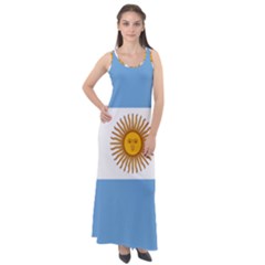 Argentina Flag Sleeveless Velour Maxi Dress by FlagGallery