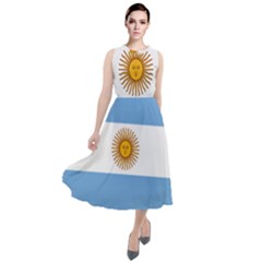 Argentina Flag Round Neck Boho Dress by FlagGallery