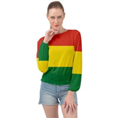 Bolivia Flag Banded Bottom Chiffon Top by FlagGallery