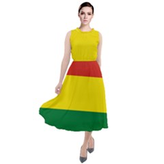 Bolivia Flag Round Neck Boho Dress by FlagGallery