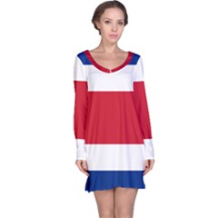 Costa Rica Flag Long Sleeve Nightdress by FlagGallery