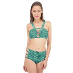 Sea Green Mermaid Scales Cage Up Bikini Set by VeataAtticus