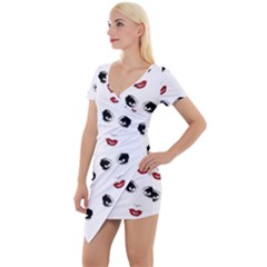 Bianca Del Rio Pattern Short Sleeve Asymmetric Mini Dress by Valentinaart