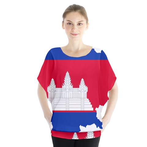 Borders Country Flag Geography Map Batwing Chiffon Blouse by Sapixe