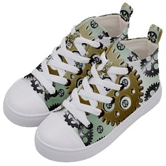 Gear Background Sprocket Kids  Mid-top Canvas Sneakers by HermanTelo