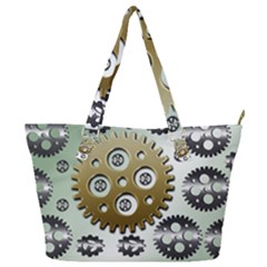 Gear Background Sprocket Full Print Shoulder Bag by HermanTelo