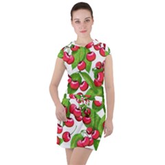 Cherry Leaf Fruit Summer Drawstring Hooded Dress by Mariart