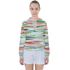 3d Stripes Texture                              Women s Tie Up Sweat by LalyLauraFLM