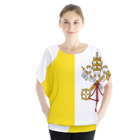 Vatican City Country Europe Flag Batwing Chiffon Blouse by Sapixe