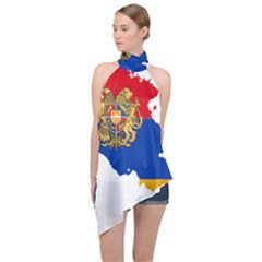 Borders Country Flag Geography Map Halter Asymmetric Satin Top by Sapixe