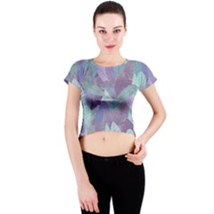 Watercolor Leaves Pattern Crew Neck Crop Top by Valentinaart