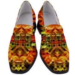 Mosaic Structure Grain Mode Women s Chunky Heel Loafers by Pakrebo