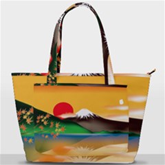 Mount Fuji Japan Lake Sun Sunset Back Pocket Shoulder Bag  by Pakrebo