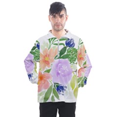 Watercolour Flowers Spring Men s Half Zip Pullover by Pakrebo