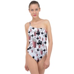Movies And Popcorn Classic One Shoulder Swimsuit by bloomingvinedesign
