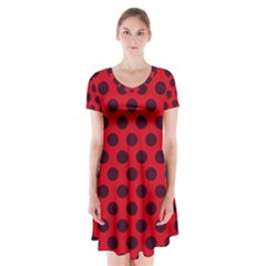 Summer Dots Short Sleeve V-neck Flare Dress by scharamo