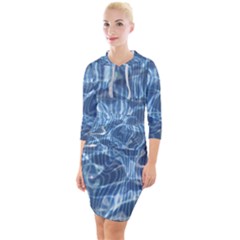 Abstract Blue Diving Fresh Quarter Sleeve Hood Bodycon Dress by HermanTelo