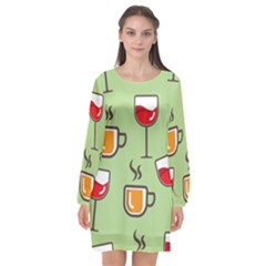 Cups And Mugs Long Sleeve Chiffon Shift Dress  by HermanTelo