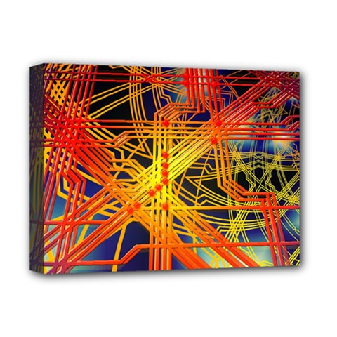Board Circuits Control Center Trace Deluxe Canvas 16  X 12  (stretched)  by Pakrebo