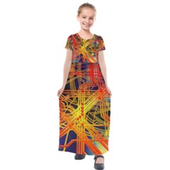 Board Circuits Control Center Trace Kids  Short Sleeve Maxi Dress by Pakrebo