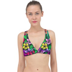  Neon Hibiscus Classic Banded Bikini Top by retrotoomoderndesigns