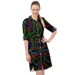 Neon Waves                                     Long Sleeve Mini Shirt Dress by LalyLauraFLM