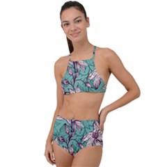 Vintage Floral Pattern High Waist Tankini Set by Sobalvarro