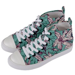 Vintage Floral Pattern Women s Mid-top Canvas Sneakers by Sobalvarro