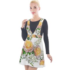 Flowers Arrangement Yellow Roses Plunge Pinafore Velour Dress by Simbadda