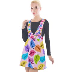 Background Abstract Leaves Color Plunge Pinafore Velour Dress by Simbadda