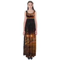 City Night Dark Architecture Lamps Empire Waist Maxi Dress by Sudhe