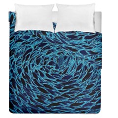 Neon Abstract Surface Texture Blue Duvet Cover Double Side (queen Size) by HermanTelo