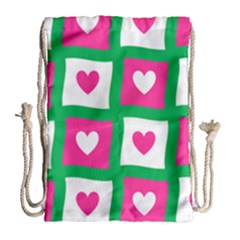 Pink Love Valentine Drawstring Bag (large) by Mariart