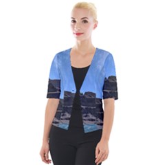 Mountains Galaxy Lake Landscape Cropped Button Cardigan by Simbadda