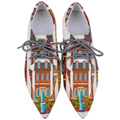 City Buildings Brick Architecture Women s Pointed Oxford Shoes by Simbadda