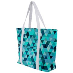 Teal Triangles Pattern Zip Up Canvas Bag by LoolyElzayat