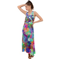 Colorful Spots                                     V-neck Chiffon Maxi Dress by LalyLauraFLM