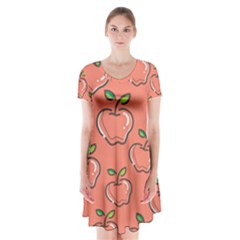 Fruit Apple Short Sleeve V-neck Flare Dress by HermanTelo