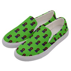 Nerdy 60s  Girl Pattern Green Men s Canvas Slip Ons by snowwhitegirl