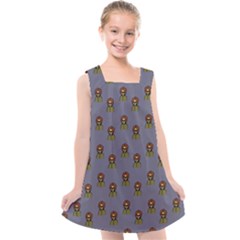 Nerdy 60s  Girl Pattern Light Grey Kids  Cross Back Dress by snowwhitegirl