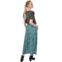 Knitted Wool Blue Velour Split Maxi Skirt View2