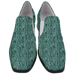 Knitted Wool Blue Women Slip On Heel Loafers by snowwhitegirl