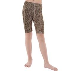 Knitted Wool Brown Kids  Mid Length Swim Shorts by snowwhitegirl