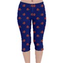 Red Rose Blue Velvet Capri Leggings  View1