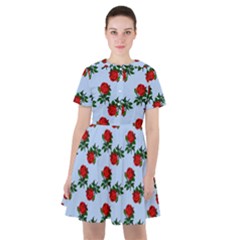 Red Roses Light Blue Sailor Dress by snowwhitegirl