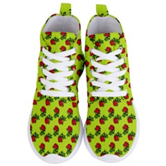 Red Roses Lime Green Women s Lightweight High Top Sneakers by snowwhitegirl