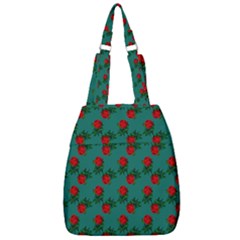 Red Roses Teal Green Center Zip Backpack by snowwhitegirl