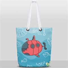 Dive Scuba Ocean Sea Water Fish Full Print Rope Handle Tote (small) by Simbadda