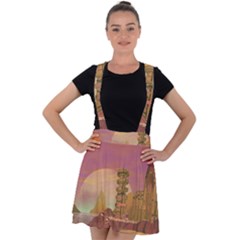 Planet Rocks City Base Fiction Velvet Suspender Skater Skirt by Simbadda